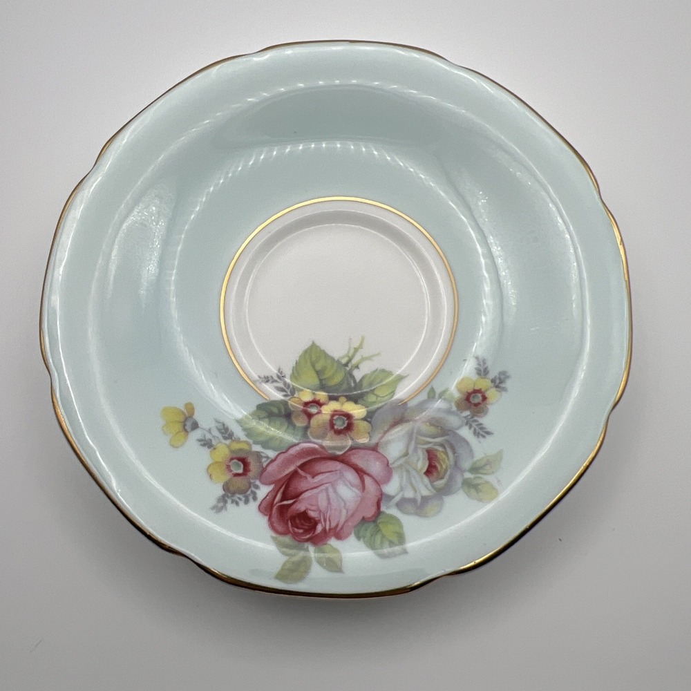 Paragon Double Warrant Fine Bone China Teacup Saucer Blue Pink Rose England - Picture 11 of 16